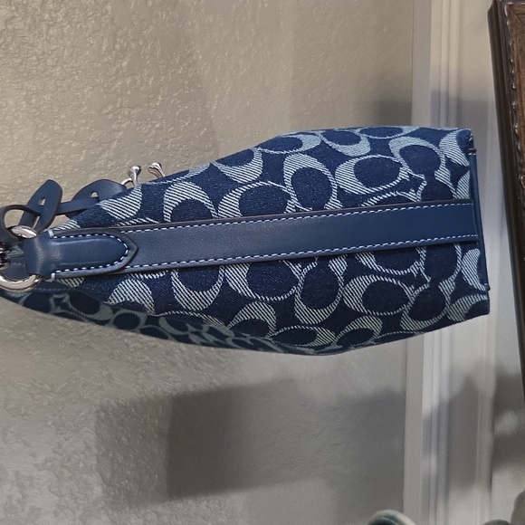 Coach Signature Denim Shoulder Crossbody Bag, Silver Hardware NWT Full Inclusion - Picture 9 of 13
